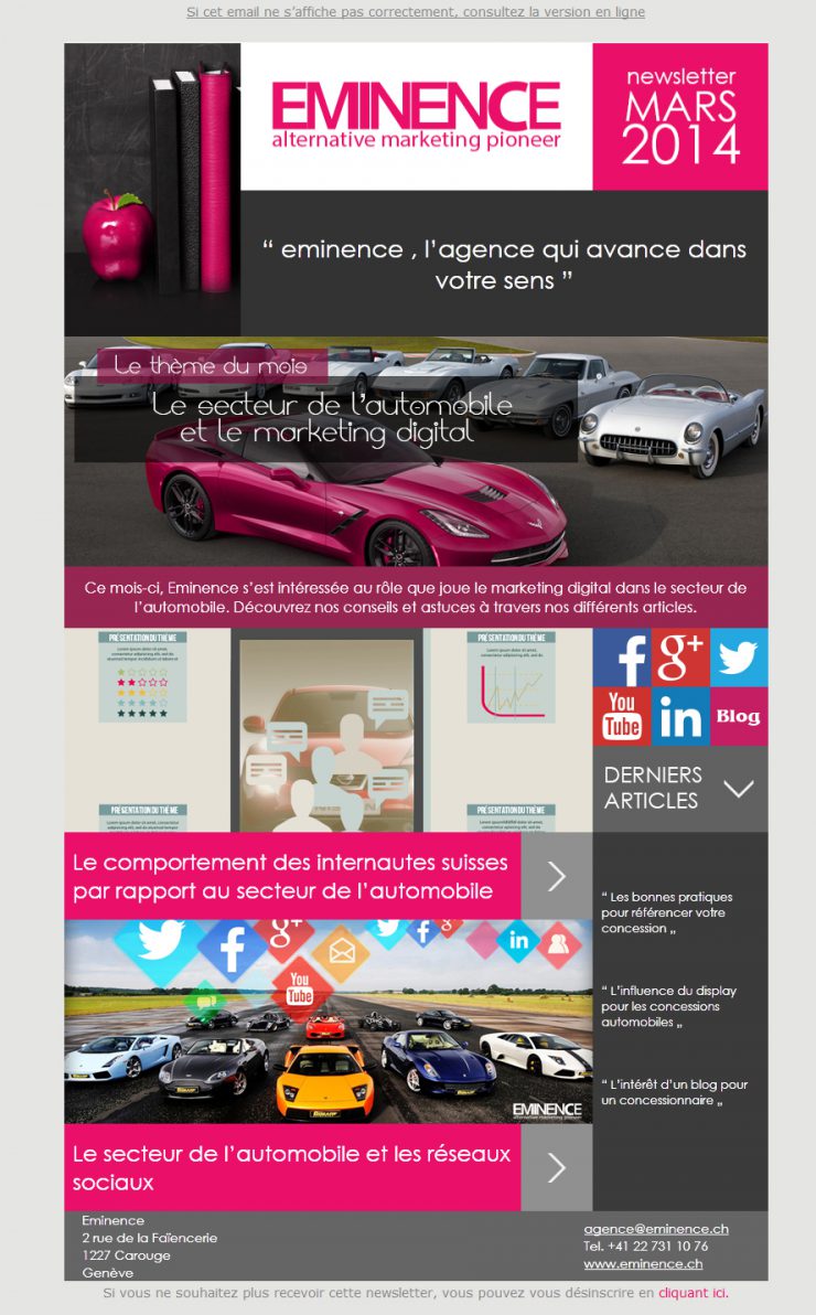 Notre Newsletter du mois de mars : le secteur de l’automobile et le marketing digital